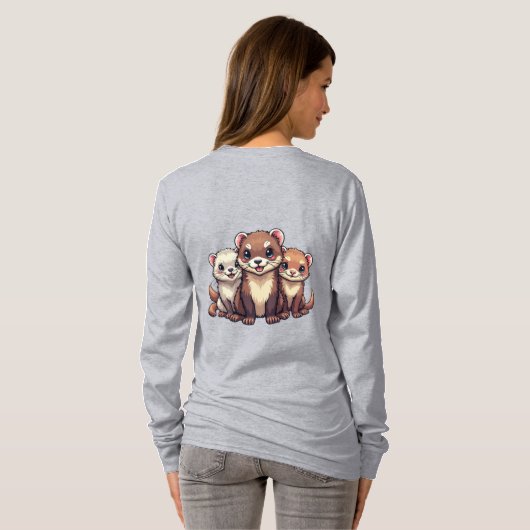 毛布Tシャツの下のブーのフェレットを覗く Tシャツ (裏面フル)