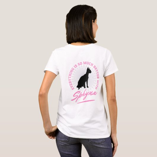 毛抜きスフィンクス猫すべてがより良い女性 Tシャツ (裏面フル)