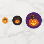毛深いクモとカボチャハロウィーンのカボチャのちょうちん切り出し コンフェッティ (裏面)