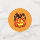 毛深いクモとカボチャハロウィーンのカボチャのちょうちん切り出し コンフェッティ (スモール正面)