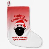 毛深いクリスマス、幸せで新しいひげ スモールクリスマスストッキング (正面)