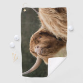 毛深いスコおもしろいットランド高地産の牛 ゴルフタオル (インサイチュ)