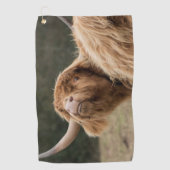 毛深いスコおもしろいットランド高地産の牛 ゴルフタオル (正面)