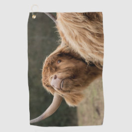 毛深いスコおもしろいットランド高地産の牛 ゴルフタオル