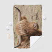 毛深いスコットランド高地産の牛 ゴルフタオル (インサイチュ)