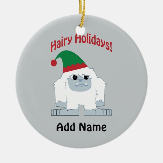 毛深い休日！クリスマスイティ セラミックオーナメント (正面)