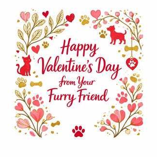 毛深い友達からHappy Valentine's Dayを シーズンポストカード