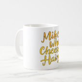毛深い大人のユーモアおもしろいの言葉をチーズするミケ遊ク コーヒーマグカップ (正面左)