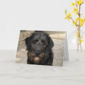 毛深い憂うつの顔 カード (黄色い花)