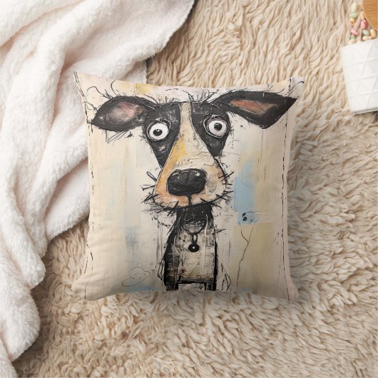 毛深い抽象芸術犬 クッション (ブランケット)