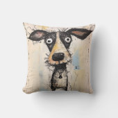 毛深い抽象芸術犬 クッション (正面)