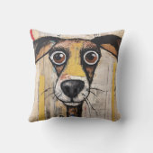 毛深い抽象芸術犬 クッション (裏面)