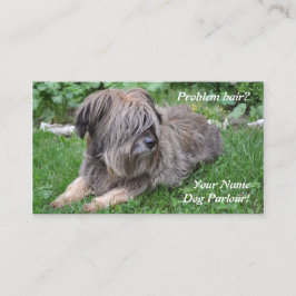 毛深い牧羊犬に手入れをしている犬 名刺