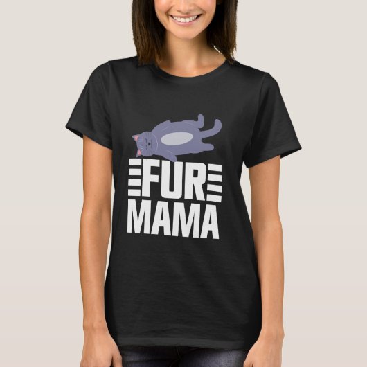 毛深き猫ママ Tシャツ (正面)