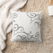 毛状突起のアイボリーの(灰色の)枕 クッション (ブランケット)