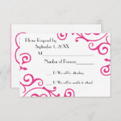 毛状突起アイボリーの(マゼンタの) RSVPのカード 出欠カード (正面/裏面)