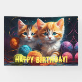 毛玉の可愛い子猫2匹誕生日 横断幕 (横)