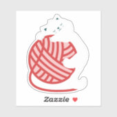 毛玉の可愛い白猫 シール (シート)