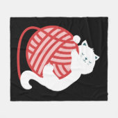 毛玉の可愛い白猫 フリースブランケット (正面(横))