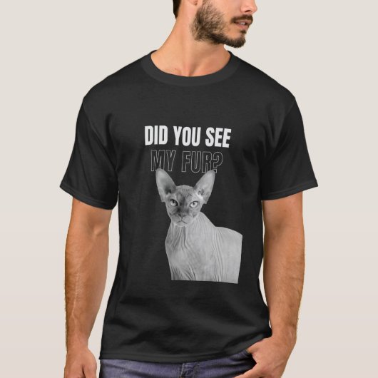毛玉を見た?猫Tシャツ Tシャツ (正面)