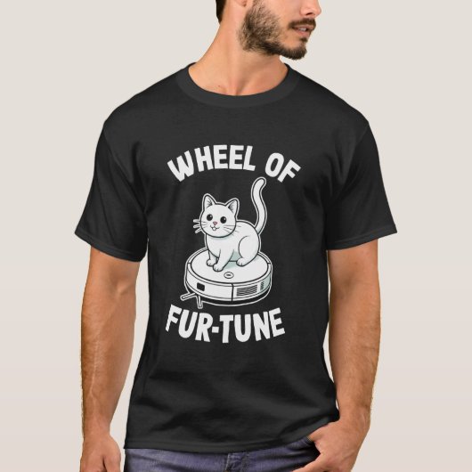 毛玉運勢 猫ジョーク ロボット掃除機 カ Tシャツ (正面)