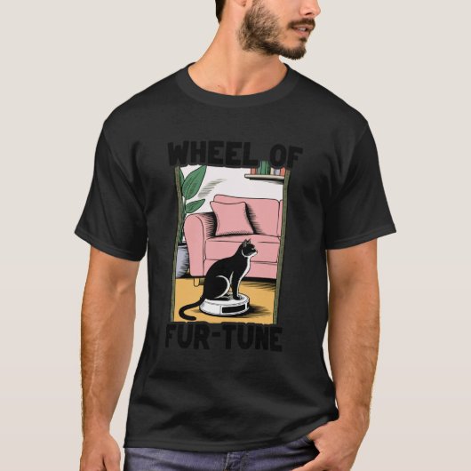 毛玉運勢 猫ジョーク ロボット掃除機 カ Tシャツ (正面)
