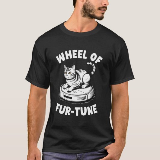 毛玉運勢 猫 ネタ ロボット掃除機 カ Tシャツ (正面)