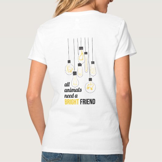 毛皮で覆われた友人Tシャツ、女性 Tシャツ (裏面)