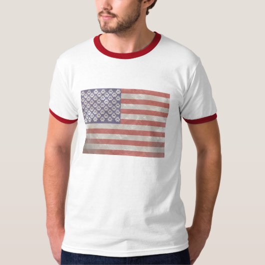 毛皮で覆われた米国旗 Tシャツ (正面)
