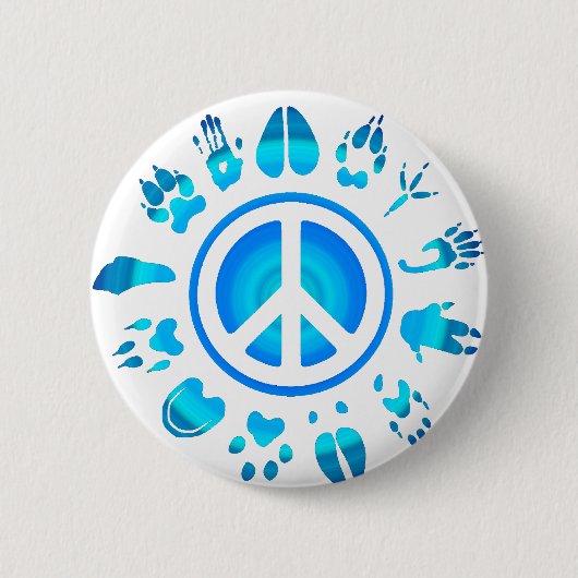 毛皮で覆われたpeace4 缶バッジ (正面)