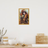 毛皮とエメラルドのヴィンテージのポスターの女性 ポスター (キッチン)