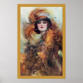 毛皮とエメラルドのヴィンテージのポスターの女性 ポスター (正面)