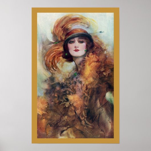 毛皮とエメラルドのヴィンテージのポスターの女性 ポスター (正面)