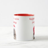 毛皮と明るいクリスマスおもしろい、サンタ・ドッグ・レッド マグカップ (中央)