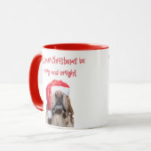 毛皮と明るいクリスマスおもしろい、サンタ・ドッグ・レッド マグカップ (正面左)