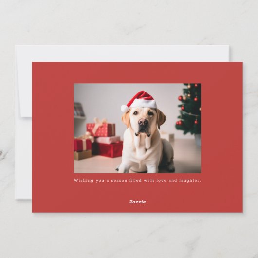 毛皮と明るいペットおもしろいドッグ写真クリスマス シーズンカード (裏面)