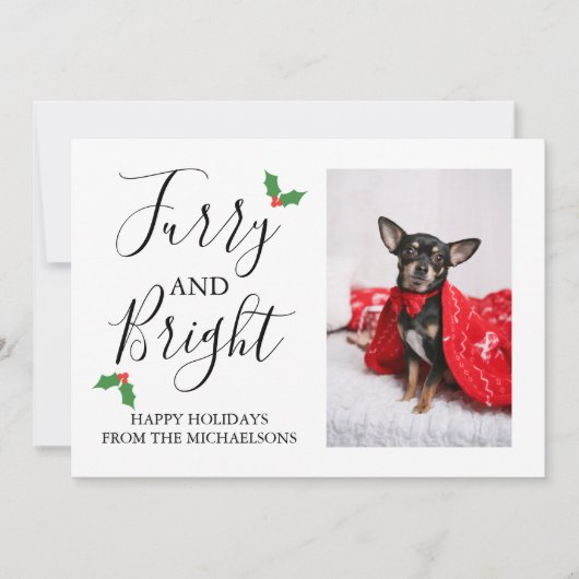 毛皮と明るいペットの写真クリスマス シーズンカード (正面)