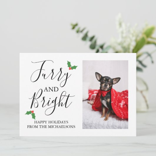 毛皮と明るいペットの写真クリスマス シーズンカード (スタンド正面)