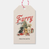 毛皮と明るいヴィンテージカスタムクリスマス ギフトタグ (正面)