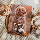 毛皮と明るい犬の写真のクリスマスおもしろい シーズンカード