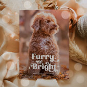 毛皮と明るい犬の写真のクリスマスおもしろい シーズンカード