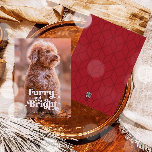 毛皮と明るい犬の写真のクリスマスおもしろい シーズンカード