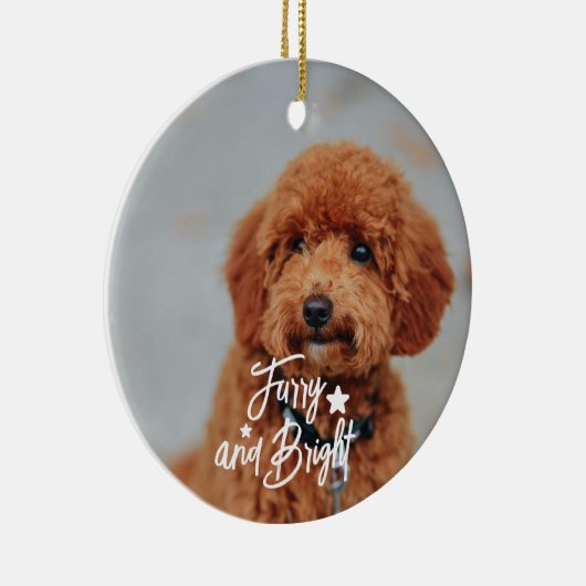 毛皮と明るい犬または猫の写真パーソナライズされた セラミックオーナメント (右)