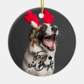 毛皮と明るい犬または猫の写真パーソナライズされた セラミックオーナメント (正面)