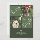 毛皮と明るい緑の赤2フォトドッグ シーズンカード (正面)