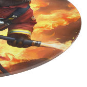 **「毛皮と炎：オッター・ファイアマンの背焼き カッティングボード (角)