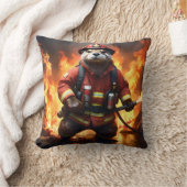 **「毛皮と炎：オッター・ファイアマンの背焼き クッション (ブランケット)