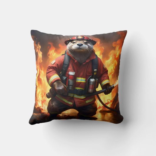 **「毛皮と炎:オッター・ファイアマンの背焼き クッション (裏面)