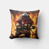 **「毛皮と炎：オッター・ファイアマンの背焼き クッション (正面)