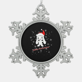 毛皮のクリスマスウサギ スノーフレークピューターオーナメント